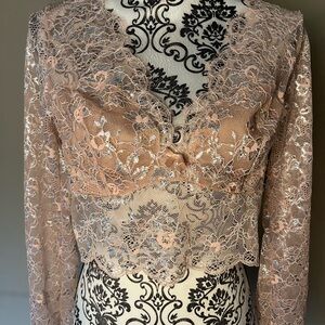 Victoria’s Secret Dream Angels Allure Shimmer Lace Long Sleeve Top Bra